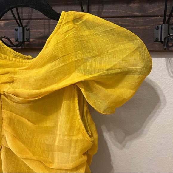 Anthropologie Bhanuni by Jyoti Yellow Gold Draped Mini Dress - Picture 7 of 11